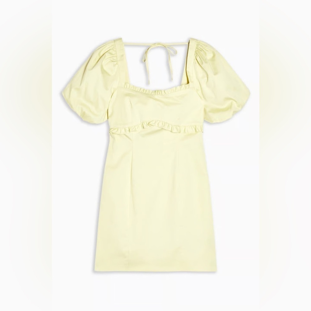 Topshop Yellow Poplin Tea Puff Sleeve Dress Size Medium